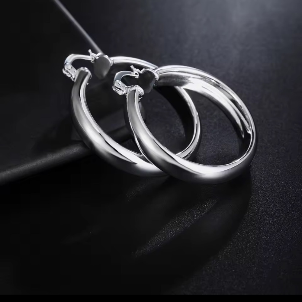 Classic Sterling Silver Hoop Earrings – Women Jewelry